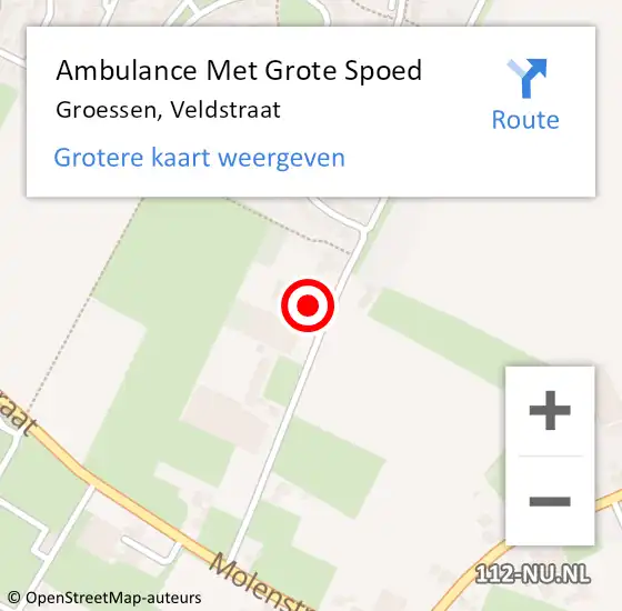 Locatie op kaart van de 112 melding: Ambulance Met Grote Spoed Naar Groessen, Veldstraat op 13 juni 2015 12:58