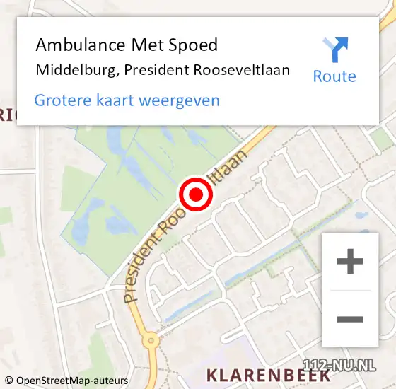 Locatie op kaart van de 112 melding: Ambulance Met Spoed Naar Middelburg, President Rooseveltlaan op 13 juni 2015 13:19