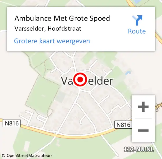 Locatie op kaart van de 112 melding: Ambulance Met Grote Spoed Naar Varsselder, Hoofdstraat op 13 juni 2015 13:27