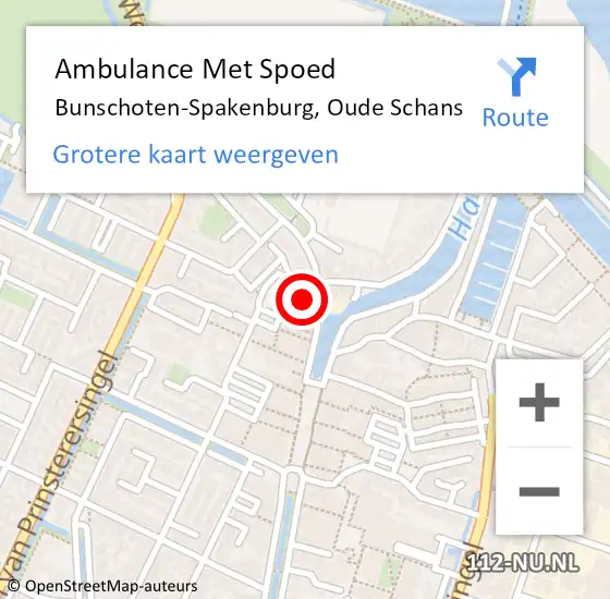 Locatie op kaart van de 112 melding: Ambulance Met Spoed Naar Bunschoten-Spakenburg, Oude Schans op 13 juni 2015 13:30