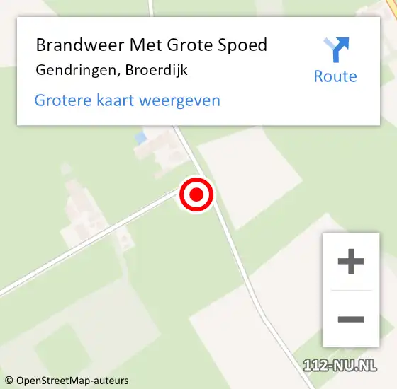 Locatie op kaart van de 112 melding: Brandweer Met Grote Spoed Naar Gendringen, Broerdijk op 13 juni 2015 15:08