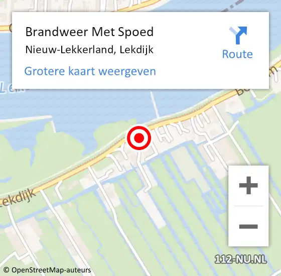 Locatie op kaart van de 112 melding: Brandweer Met Spoed Naar Nieuw-Lekkerland, Lekdijk op 13 juni 2015 15:17