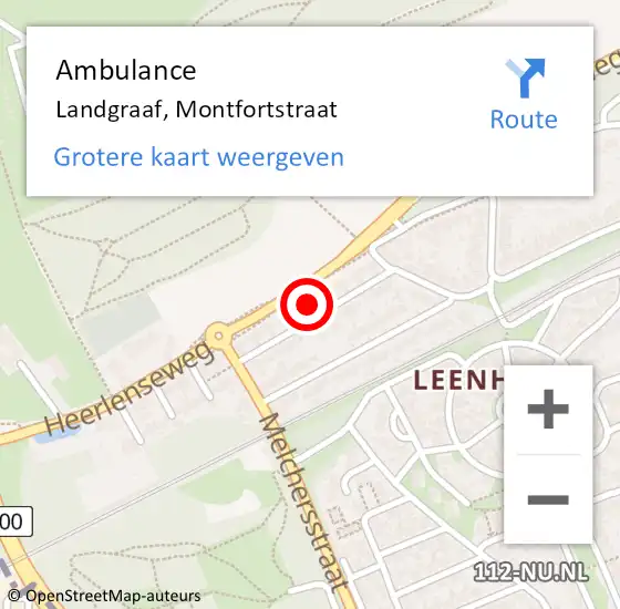 Locatie op kaart van de 112 melding: Ambulance Landgraaf, Montfortstraat op 10 november 2013 21:51