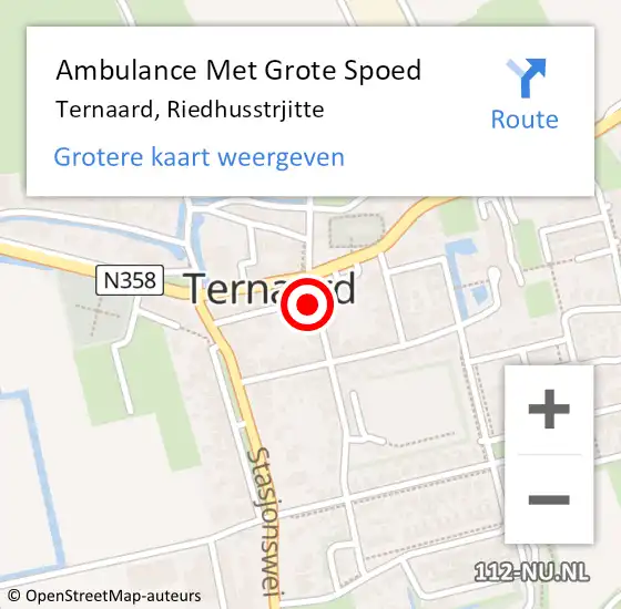 Locatie op kaart van de 112 melding: Ambulance Met Grote Spoed Naar Ternaard, Riedhusstrjitte op 13 juni 2015 15:31