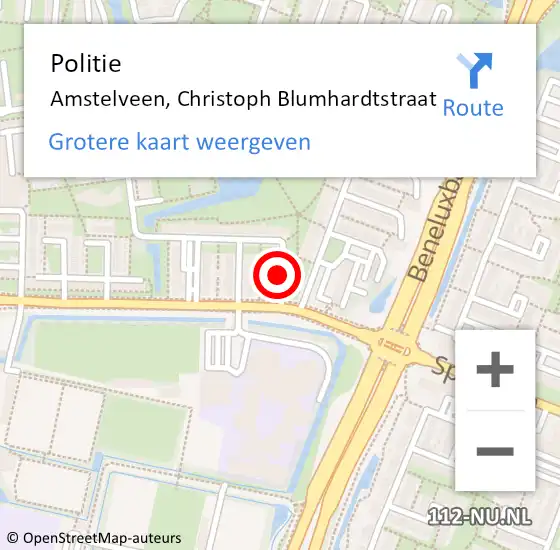 Locatie op kaart van de 112 melding: Politie Amstelveen, Christoph Blumhardtstraat op 13 juni 2015 16:38