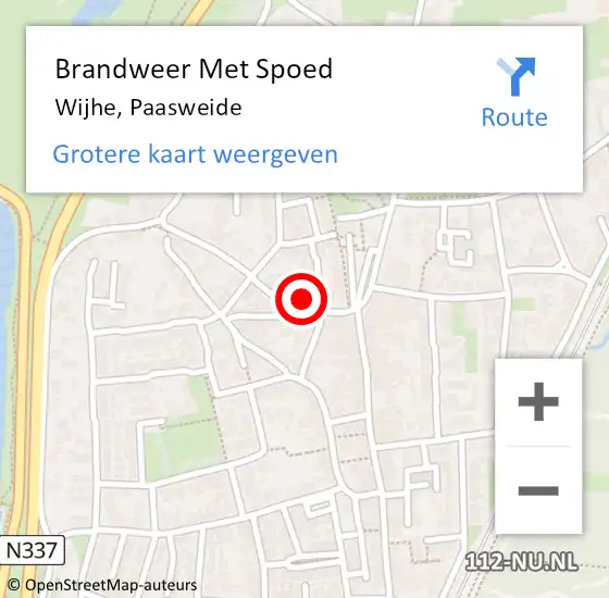 Locatie op kaart van de 112 melding: Brandweer Met Spoed Naar Wijhe, Paasweide op 13 juni 2015 16:57