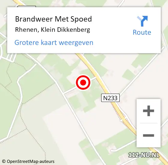 Locatie op kaart van de 112 melding: Brandweer Met Spoed Naar Rhenen, Klein Dikkenberg op 13 juni 2015 17:25