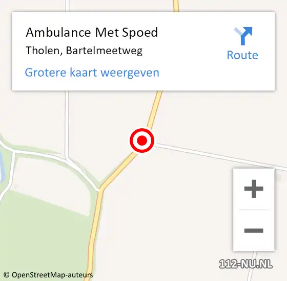 Locatie op kaart van de 112 melding: Ambulance Met Spoed Naar Tholen, Bartelmeetweg op 13 juni 2015 17:26