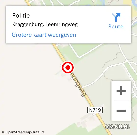 Locatie op kaart van de 112 melding: Politie Kraggenburg, Leemringweg op 13 juni 2015 17:35