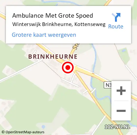 Locatie op kaart van de 112 melding: Ambulance Met Grote Spoed Naar Winterswijk Brinkheurne, Kottenseweg op 13 juni 2015 17:53
