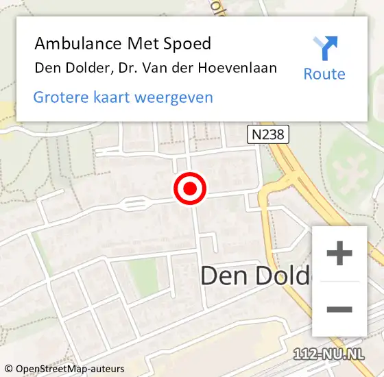 Locatie op kaart van de 112 melding: Ambulance Met Spoed Naar Den Dolder, Dr. Van der Hoevenlaan op 13 juni 2015 18:27