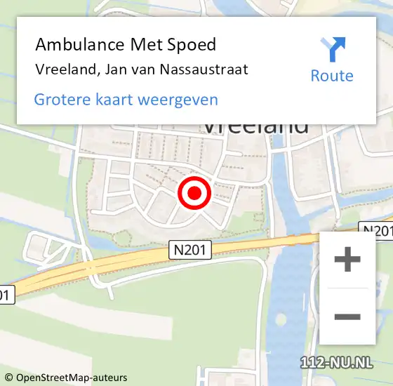 Locatie op kaart van de 112 melding: Ambulance Met Spoed Naar Vreeland, Jan van Nassaustraat op 13 juni 2015 19:04