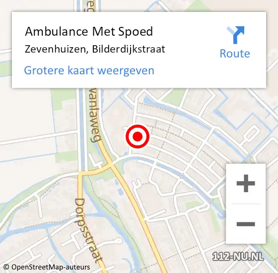 Locatie op kaart van de 112 melding: Ambulance Met Spoed Naar Zevenhuizen, Bilderdijkstraat op 13 juni 2015 19:12