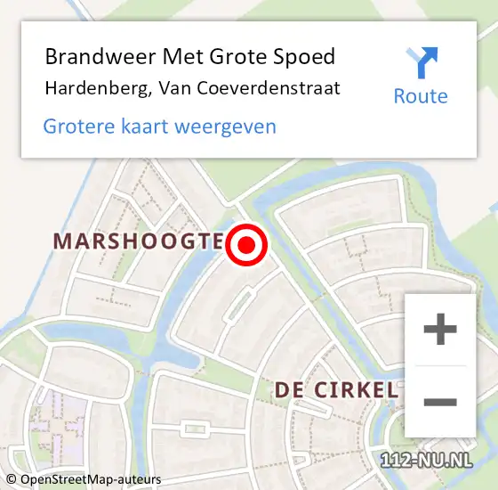 Locatie op kaart van de 112 melding: Brandweer Met Grote Spoed Naar Hardenberg, Van Coeverdenstraat op 13 juni 2015 19:29