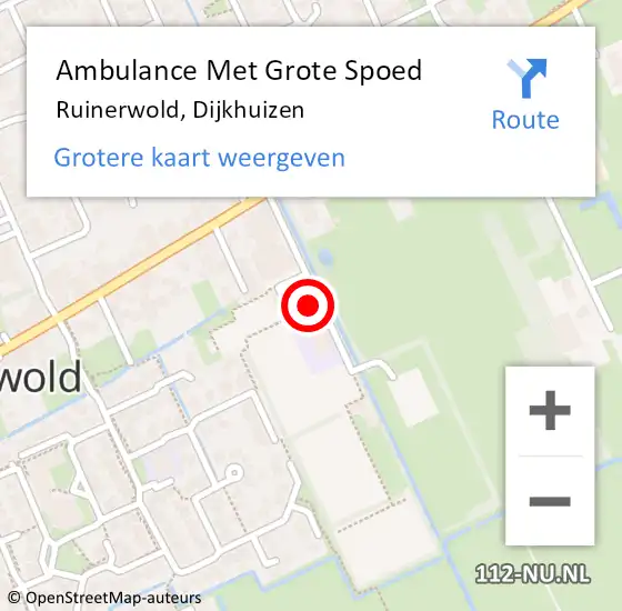 Locatie op kaart van de 112 melding: Ambulance Met Grote Spoed Naar Ruinerwold, Dijkhuizen op 13 juni 2015 19:43
