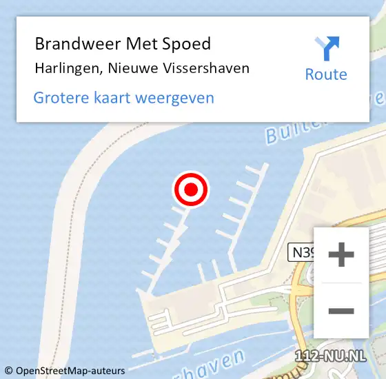 Locatie op kaart van de 112 melding: Brandweer Met Spoed Naar Harlingen, Nieuwe Vissershaven op 13 juni 2015 19:45