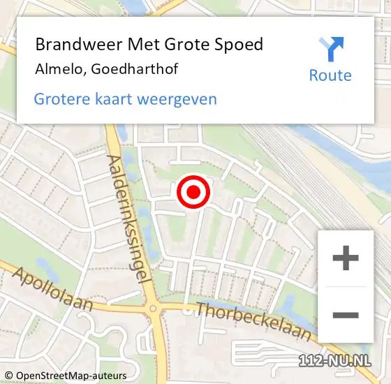 Locatie op kaart van de 112 melding: Brandweer Met Grote Spoed Naar Almelo, Goedharthof op 13 juni 2015 21:08