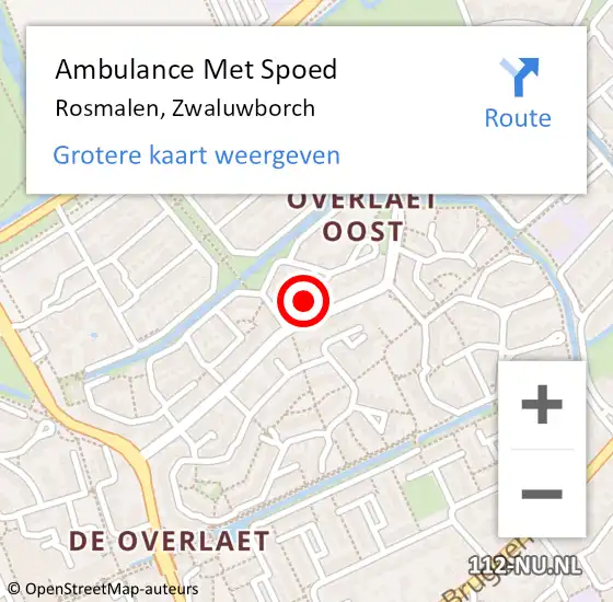 Locatie op kaart van de 112 melding: Ambulance Met Spoed Naar Rosmalen, Zwaluwborch op 13 juni 2015 21:41