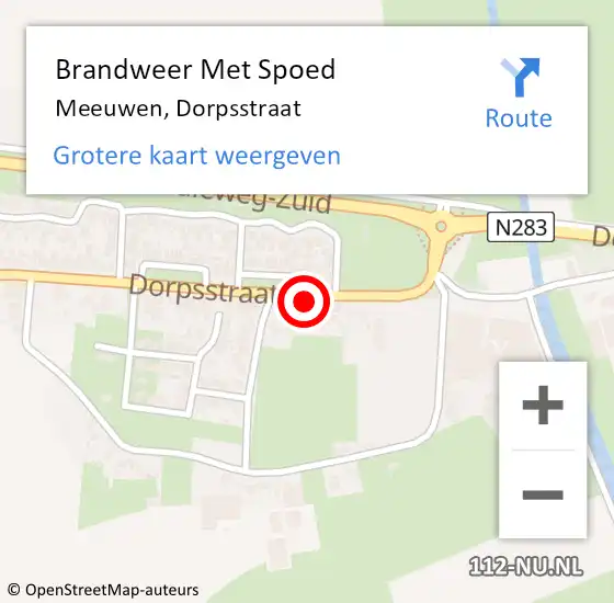 Locatie op kaart van de 112 melding: Brandweer Met Spoed Naar Meeuwen, Dorpsstraat op 13 juni 2015 21:53