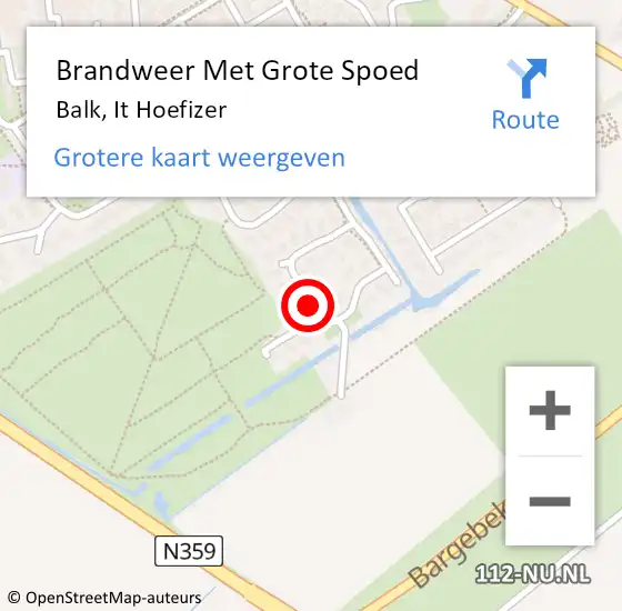 Locatie op kaart van de 112 melding: Brandweer Met Grote Spoed Naar Balk, It Hoefizer op 13 juni 2015 22:15