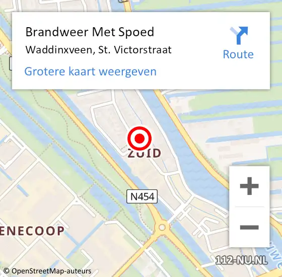 Locatie op kaart van de 112 melding: Brandweer Met Spoed Naar Waddinxveen, St. Victorstraat op 13 juni 2015 22:33