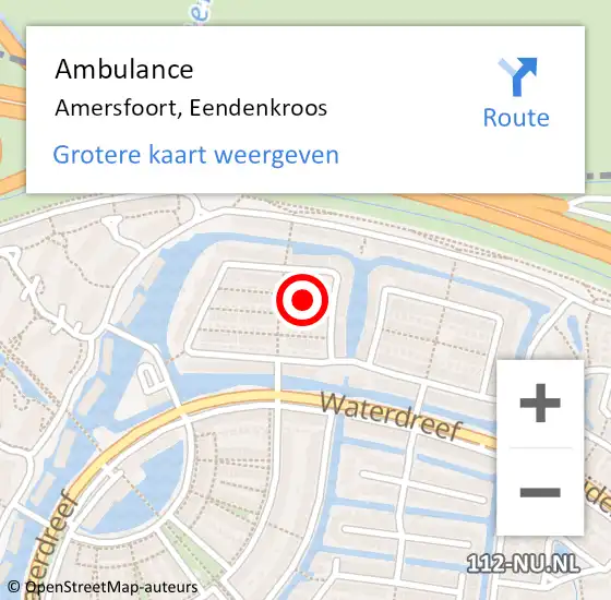 Locatie op kaart van de 112 melding: Ambulance Amersfoort, Eendenkroos op 14 juni 2015 00:15