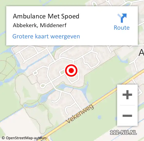 Locatie op kaart van de 112 melding: Ambulance Met Spoed Naar Abbekerk, Middenerf op 14 juni 2015 00:40