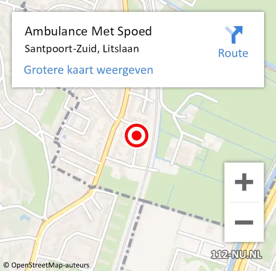 Locatie op kaart van de 112 melding: Ambulance Met Spoed Naar Santpoort-Zuid, Litslaan op 14 juni 2015 00:44