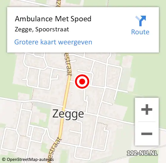 Locatie op kaart van de 112 melding: Ambulance Met Spoed Naar Zegge, Spoorstraat op 14 juni 2015 01:56