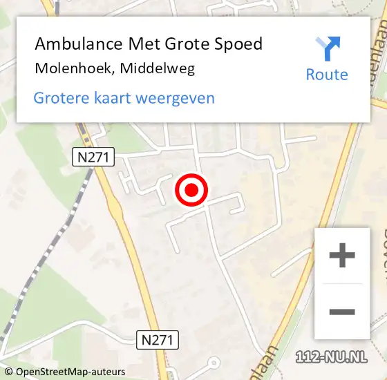 Locatie op kaart van de 112 melding: Ambulance Met Grote Spoed Naar Molenhoek, Middelweg op 14 juni 2015 02:10