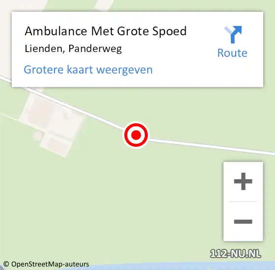 Locatie op kaart van de 112 melding: Ambulance Met Grote Spoed Naar Lienden, Panderweg op 14 juni 2015 02:16