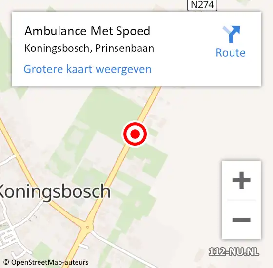 Locatie op kaart van de 112 melding: Ambulance Met Spoed Naar Koningsbosch, Prinsenbaan op 14 juni 2015 03:43