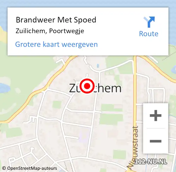 Locatie op kaart van de 112 melding: Brandweer Met Spoed Naar Zuilichem, Poortwegje op 14 juni 2015 04:10