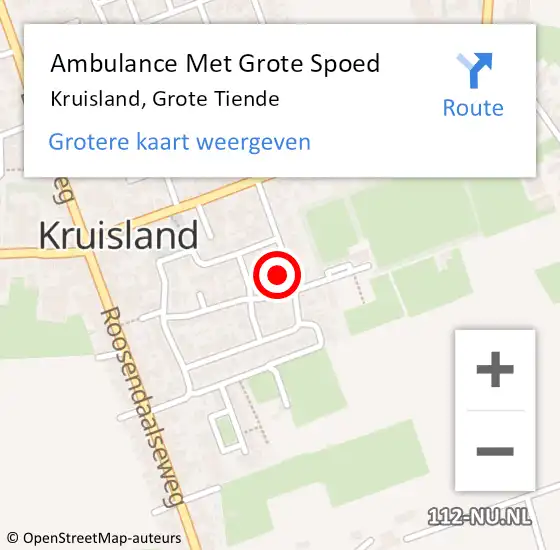 Locatie op kaart van de 112 melding: Ambulance Met Grote Spoed Naar Kruisland, Grote Tiende op 14 juni 2015 05:18