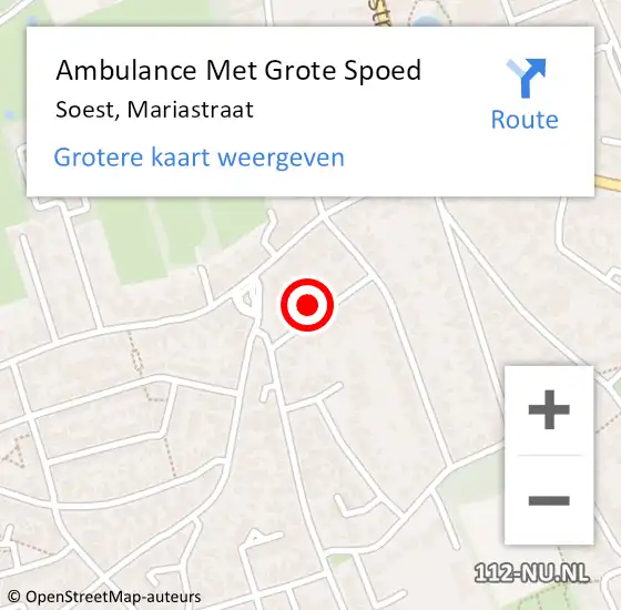 Locatie op kaart van de 112 melding: Ambulance Met Grote Spoed Naar Soest, Mariastraat op 14 juni 2015 05:19