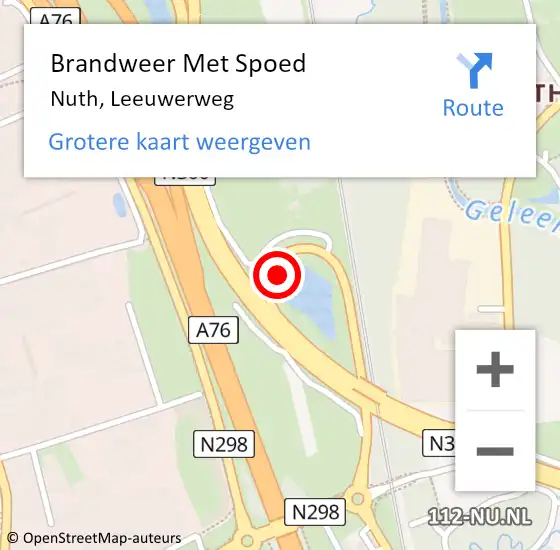 Locatie op kaart van de 112 melding: Brandweer Met Spoed Naar Nuth, Leeuwerweg op 14 juni 2015 07:38