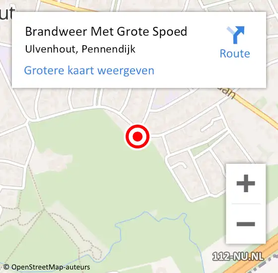 Locatie op kaart van de 112 melding: Brandweer Met Grote Spoed Naar Ulvenhout, Pennendijk op 14 juni 2015 08:51