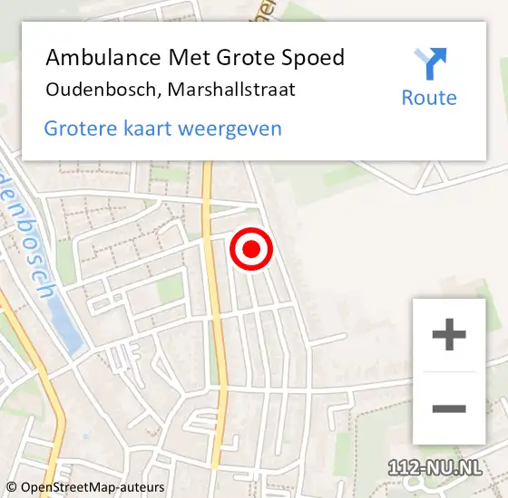 Locatie op kaart van de 112 melding: Ambulance Met Grote Spoed Naar Oudenbosch, Marshallstraat op 14 juni 2015 09:27