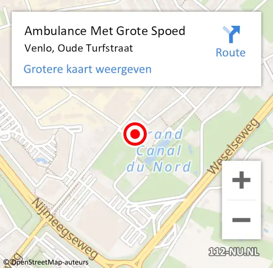 Locatie op kaart van de 112 melding: Ambulance Met Grote Spoed Naar Venlo, Oude Turfstraat op 11 november 2013 00:27