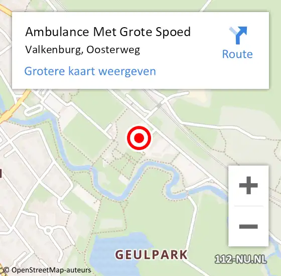 Locatie op kaart van de 112 melding: Ambulance Met Grote Spoed Naar Valkenburg, Oosterweg op 14 juni 2015 10:46