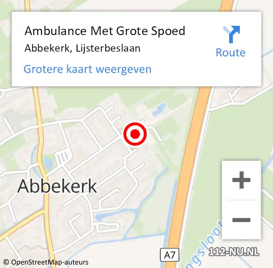 Locatie op kaart van de 112 melding: Ambulance Met Grote Spoed Naar Abbekerk, Lijsterbeslaan op 14 juni 2015 11:00