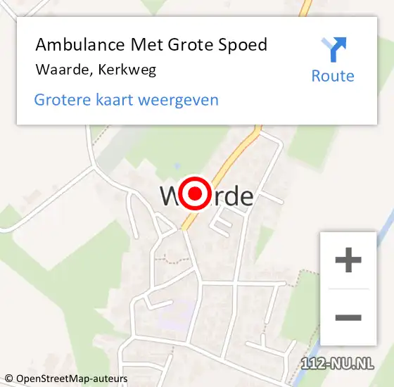 Locatie op kaart van de 112 melding: Ambulance Met Grote Spoed Naar Waarde, Kerkweg op 14 juni 2015 11:56