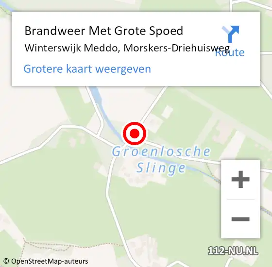 Locatie op kaart van de 112 melding: Brandweer Met Grote Spoed Naar Winterswijk Meddo, Morskers-Driehuisweg op 14 juni 2015 13:54