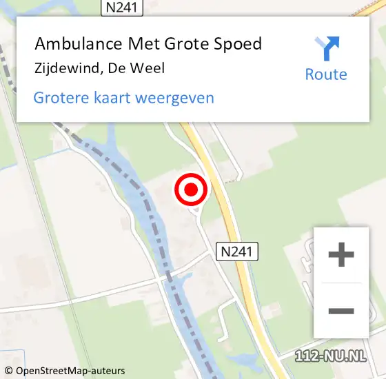 Locatie op kaart van de 112 melding: Ambulance Met Grote Spoed Naar Zijdewind, De Weel op 14 juni 2015 14:44