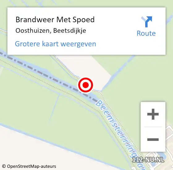 Locatie op kaart van de 112 melding: Brandweer Met Spoed Naar Oosthuizen, Beetsdijkje op 14 juni 2015 14:45