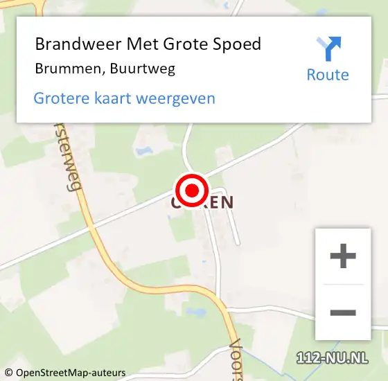 Locatie op kaart van de 112 melding: Brandweer Met Grote Spoed Naar Brummen, Buurtweg op 11 november 2013 01:23