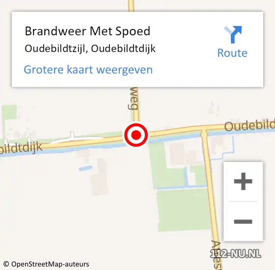 Locatie op kaart van de 112 melding: Brandweer Met Spoed Naar Oudebildtzijl, Oudebildtdijk op 14 juni 2015 16:17