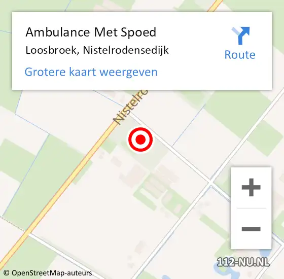 Locatie op kaart van de 112 melding: Ambulance Met Spoed Naar Loosbroek, Nistelrodensedijk op 14 juni 2015 16:18