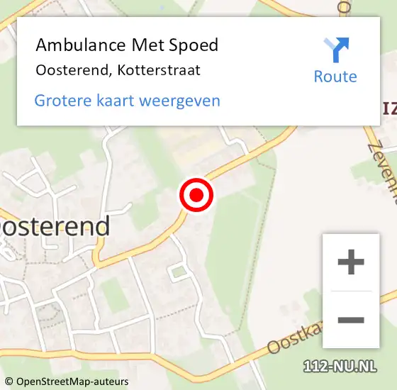 Locatie op kaart van de 112 melding: Ambulance Met Spoed Naar Oosterend, Kotterstraat op 14 juni 2015 16:30