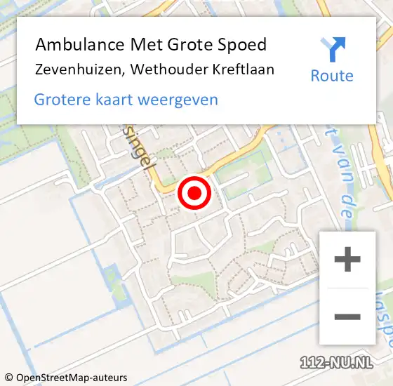 Locatie op kaart van de 112 melding: Ambulance Met Grote Spoed Naar Zevenhuizen, Wethouder Kreftlaan op 14 juni 2015 16:31